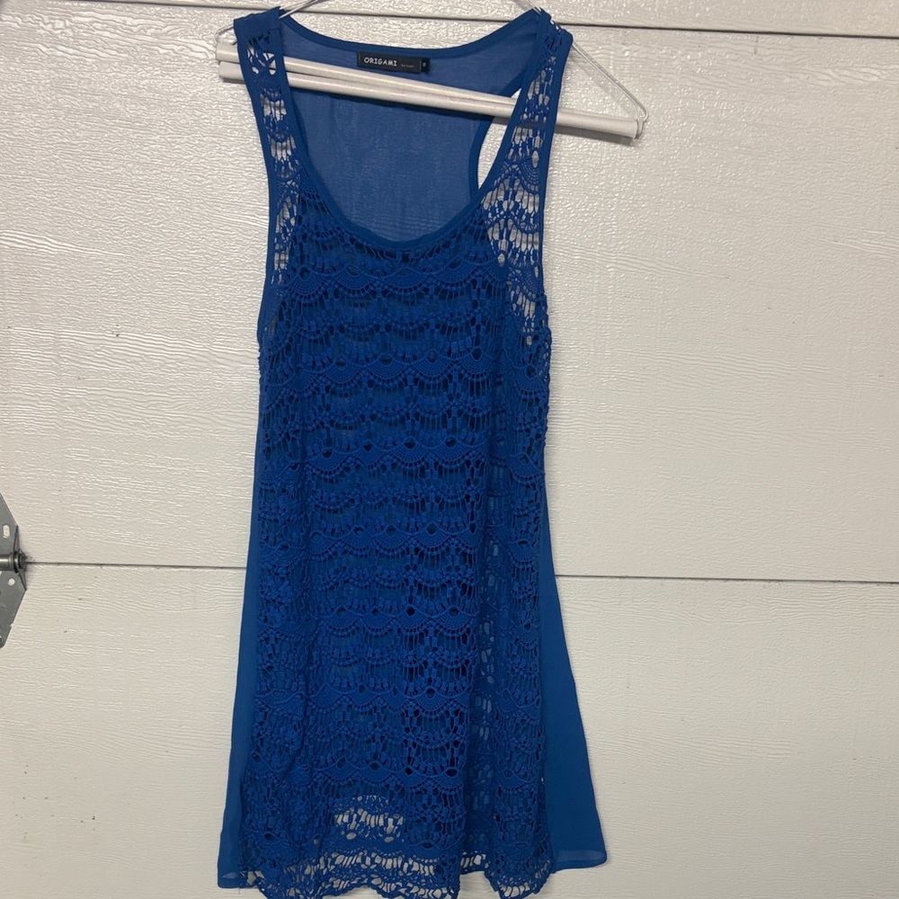 Oroblanco Royal Blue Crochet Tank Top or Dress
